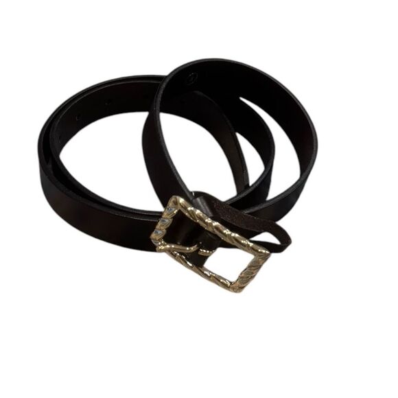 J.Crew Womens Classic Italian Leather Belt Twisted Buckle Black M - Picture 3 of 7
